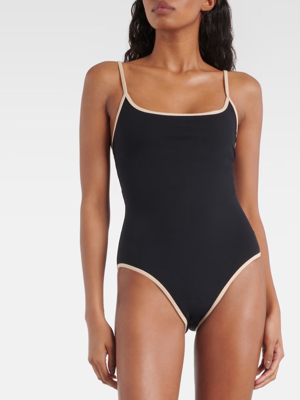 NWOT XL Toteme Scoop Neck Black One-Piece Swimsuit with Cream Trim - Picture 2 of 8
